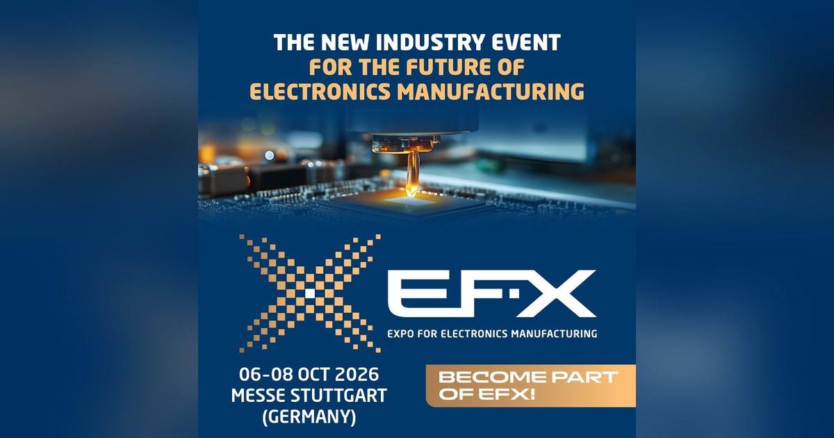 Offizielles Messemotiv der EFX 2026 — Expo for Electronics Manufacturing, 6. bis 8. Oktober 2026, Messe Stuttgart