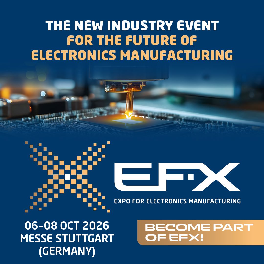 Offizielles Messemotiv der EFX 2026 — Expo for Electronics Manufacturing, 6. bis 8. Oktober 2026, Messe Stuttgart