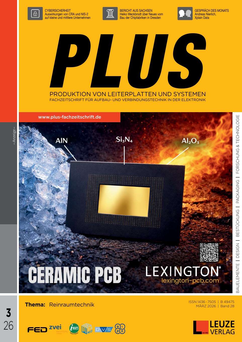 LEXINGTON® auf dem Titel der Fachzeitschrift PLUS - Keramik Technologie im Fokus